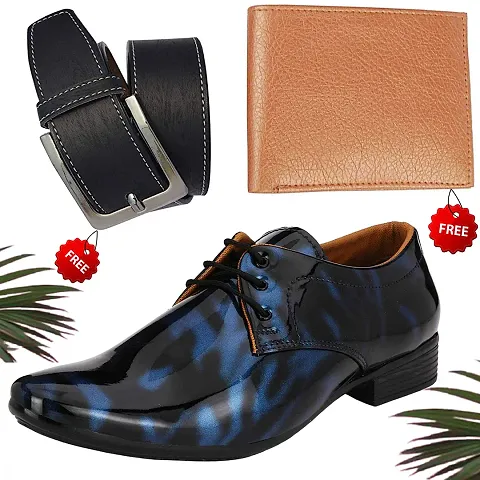 Vitoria Men's Synthetic Leather Formal Shoes With Free Sunglasses And Wallet Combo