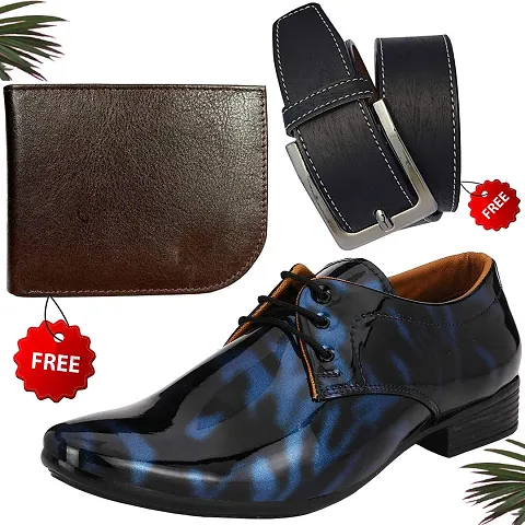 Vitoria Men's Synthetic Leather Formal Shoes With Free Sunglasses And Wallet Combo