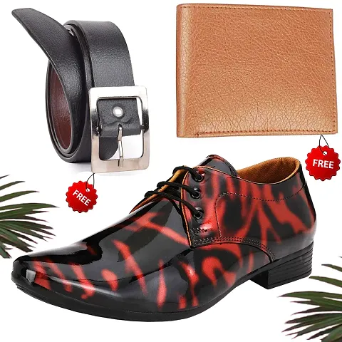 Vitoria Men's Synthetic Leather Formal Shoes With Free Sunglasses And Wallet Combo