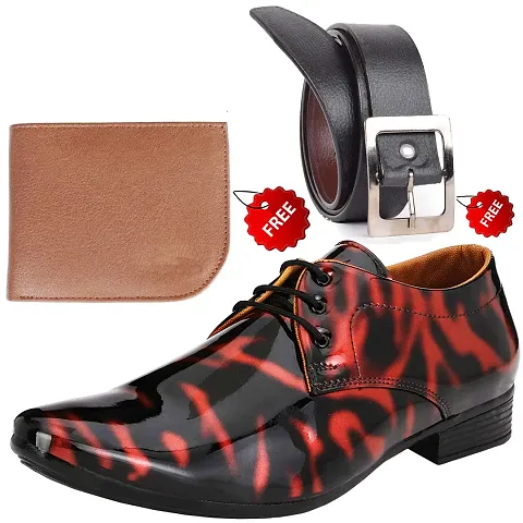 Vitoria Men's Synthetic Leather Formal Shoes With Free Sunglasses And Wallet Combo