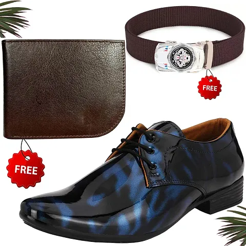 Relaxed Attractive Synthetic Leather Formal Shoes With Wallet and Belt