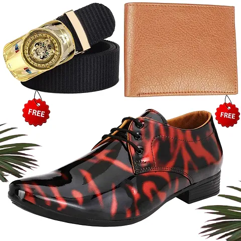 Gorgeous Solid Formal Shoes for Men with Wallet and Belt