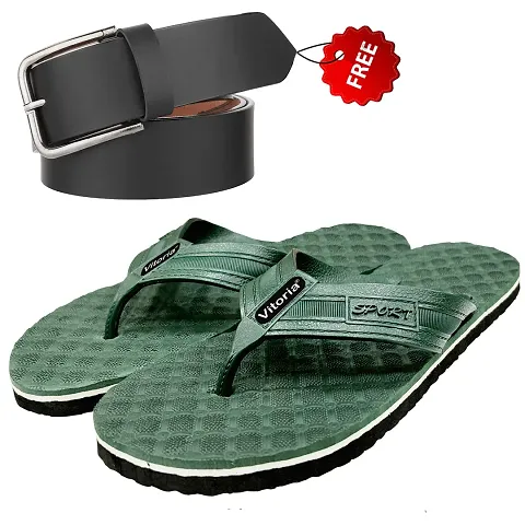 Vitoria Stylish Fashionable Slippers With Free Belt Combo For Men Boys