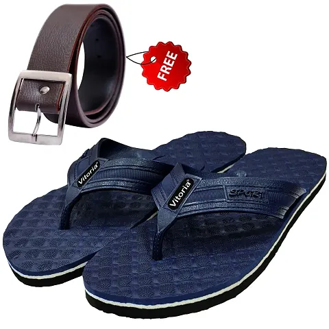 Vitoria Stylish Fashionable Slippers With Free Belt Combo For Men Boys