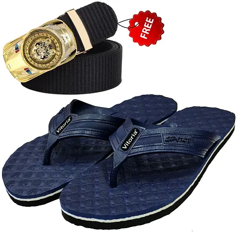 Vitoria Stylish Fashionable Slippers With Free Belt Combo For Men Boys