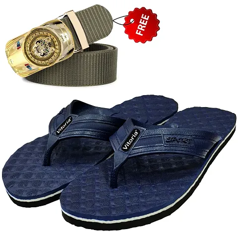 Vitoria Stylish Fashionable Slippers With Free Belt Combo For Men Boys