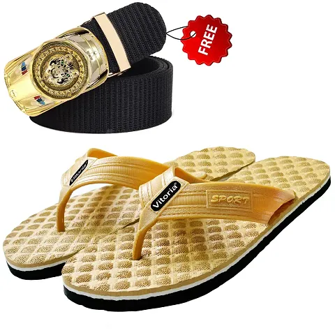 Vitoria Stylish Fashionable Slippers With Free Belt Combo For Men Boys