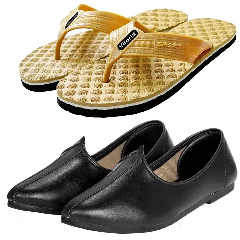 Graceful Jalsa/Jutti With Flip-Flop Sleeper Combo For Men And Boys (Pack-Of 2)