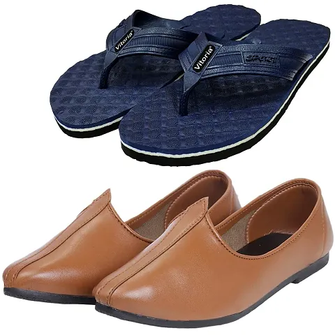 Trendy Jalsa/Jutti With Flip-Flop Sleeper Combo For Men And Boys (Pack Of 2)