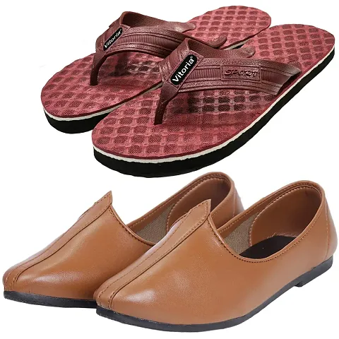 Graceful Jalsa/Jutti With Flip-Flop Sleeper Combo For Men And Boys (Pack-Of 2)