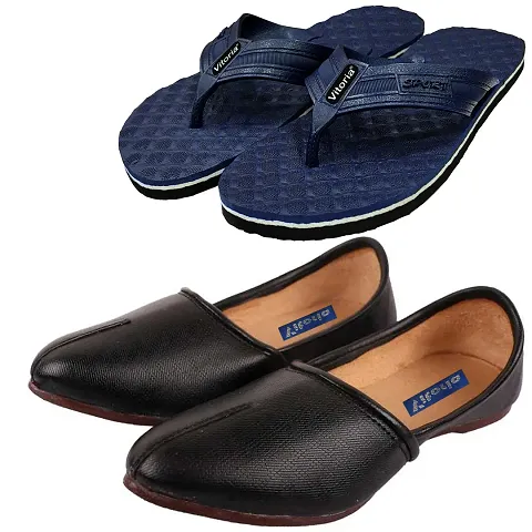 Graceful Jalsa/Jutti With Flip-Flop Sleeper Combo For Men And Boys (Pack-Of 2)