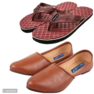 Graceful Jalsa/Jutti With Flip-Flop Sleeper Combo For Men And Boys (Pack-Of 2)