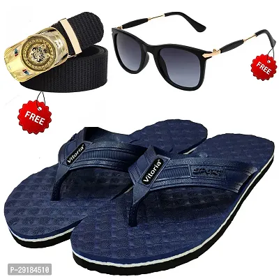 Fashionable Trendy Flip-Flop Sleeper With Free Sunglasses  Free Belt Combo For Men And Boys