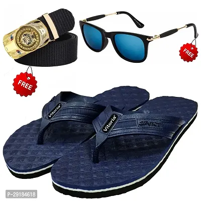 Fashionable Trendy Flip-Flop Sleeper With Free Sunglasses  Free Belt Combo For Men And Boys