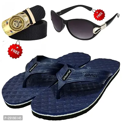 Fashionable Trendy Flip-Flop Sleeper With Free Sunglasses  Free Belt Combo For Men And Boys