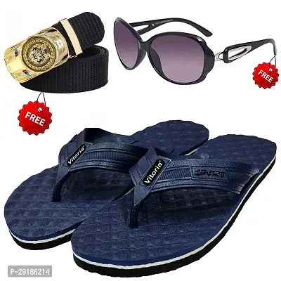 Fashionable Trendy Flip-Flop Sleeper With Free Sunglasses  Free Belt Combo For Men And Boys