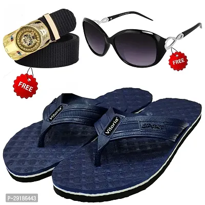 Fashionable Trendy Flip-Flop Sleeper With Free Sunglasses  Free Belt Combo For Men And Boys