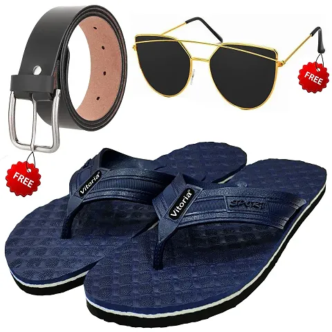 Vitoria Stylish Fashionable Slippers With Free Belt Combo For Men Boys