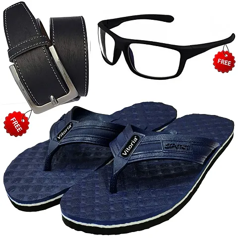 Attractive Trendy Flip-Flop Fashionable Sleeper/ Out-Fit Sleeper With Free Sunglasses Free Belt Combo For Men And Boys