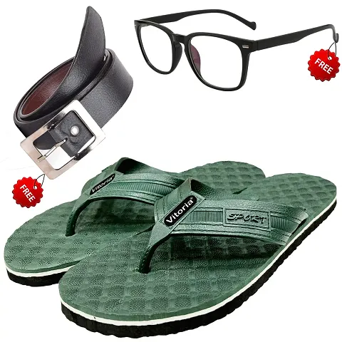 Graceful Flip-Flop Sleeper With Free Sunglasses Free Belt Combo For Men And Boys