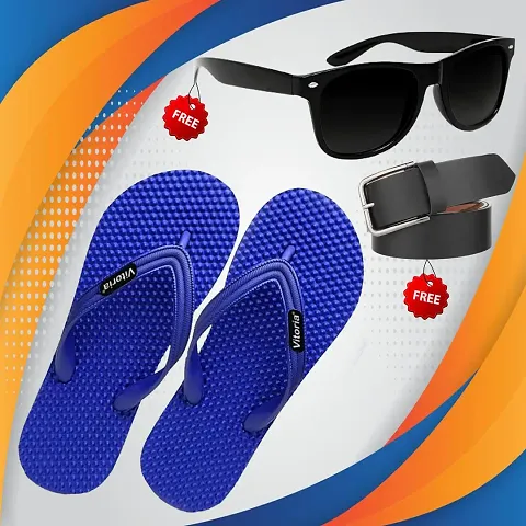 Stylish Slipper with Belt and Sunglass Combo for Men