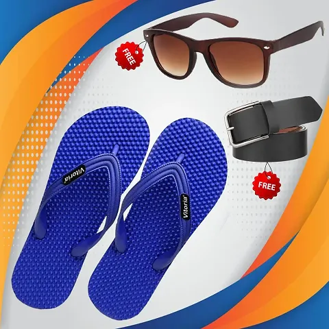 Stylish Slipper with Belt and Sunglass Combo for Men