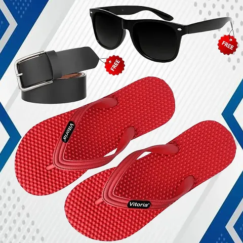 Stylish Slipper with Belt and Sunglass Combo for Men