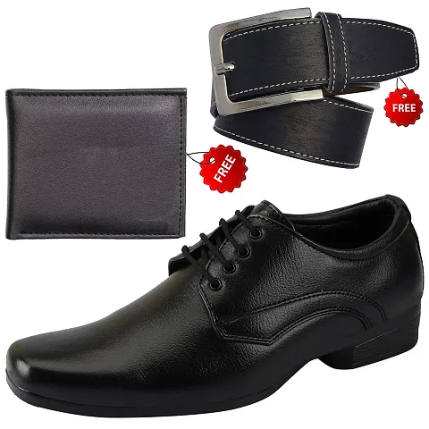 Trendy PU Formal Shoe Combo With Wallet And Belt For Unisex