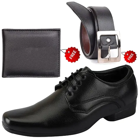 Trendy Formal Shoes With Free Wallet And Belt For Men And Boy