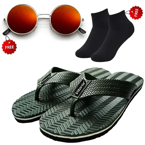 Stylish Slipper with Sunglass and Socks Combo for Men