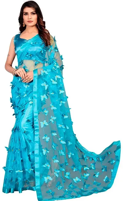 Beautiful Net Saree With Blouse Piece For Women