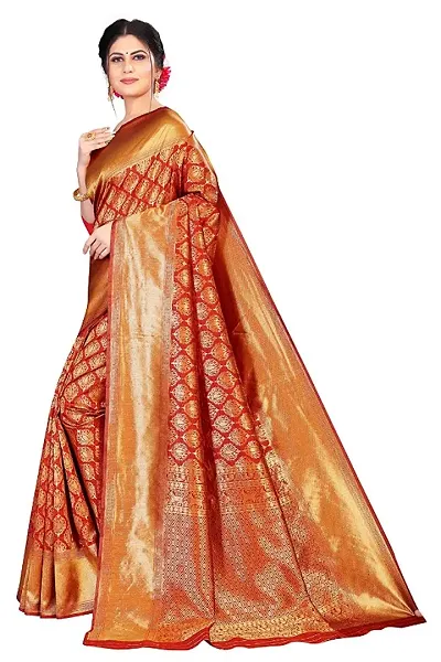 Sttylish Women Silk Blend Saree with Blouse Piece