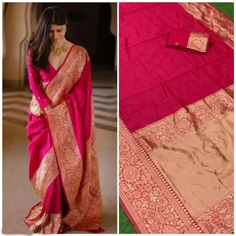 New In Silk Blend Saree with Blouse piece 