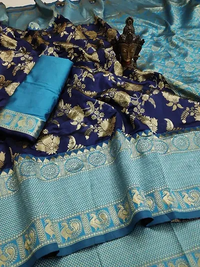 Must Have Art Silk Saree with Blouse piece 