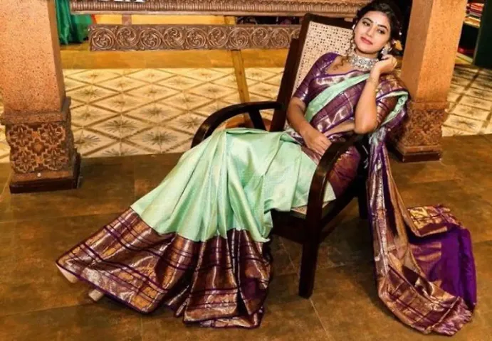 Designer Curated Silk Blend Jacquard Sarees with Blouse piece