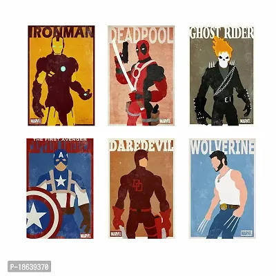 AD INFINITUM Marvel Superhero Print Poster (300 GSM Paper, 8 x 12 Inches) - Set of 6