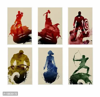 AD INFINITUM 300 GSM Marvel Avengers Print Poster (Paper, 8 X 12 inches, Multicolour) -Set of 6