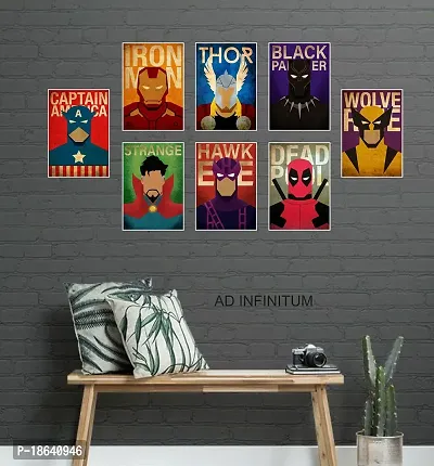 AD INFINITUM Wall Decor Marvel Logo Posters 300gsm Matte Paper, Multicolor, 9x13, Set of 8-thumb2