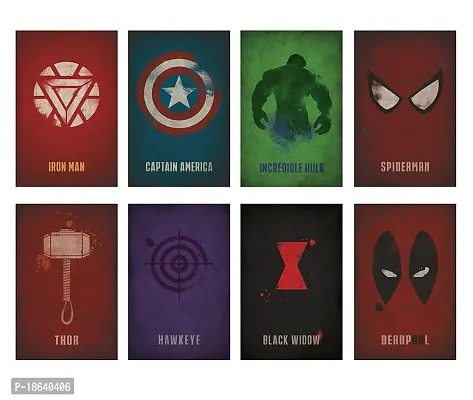 AD INFINITUM Wall Decor 300gsm Matte Paper Posters (Marvel Logo_3, 9x13 Inch), Set of 8 (Multicolor)-thumb3