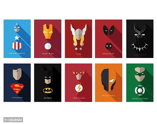 AD INFINITUM Wall Decor Posters 300gsm Matte Paper Size 9x13 (Marvel And DC Set of 10)