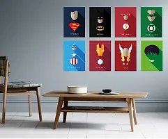 AD INFINITUM Wall Decor Posters 300gsm Matte Paper - Set of 8 (9x13, White, Marvel And DC)-thumb1