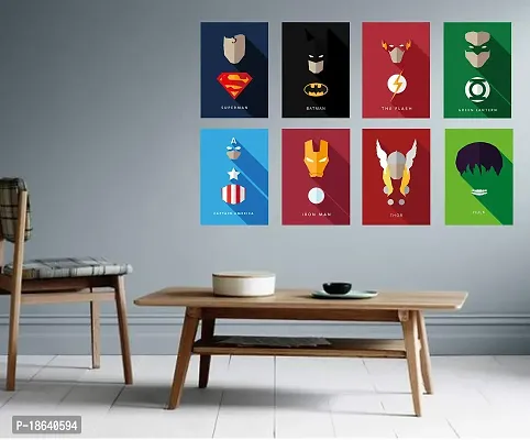 AD INFINITUM Wall Decor Posters 300gsm Matte Paper - Set of 8 (9x13, White, Marvel And DC)-thumb2