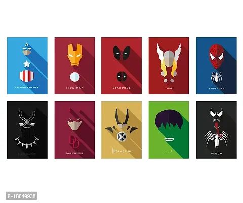 AD INFINITUM Wall Decor Marvel 300gsm Matte Paper Posters (9x13 Inch), Set of 10