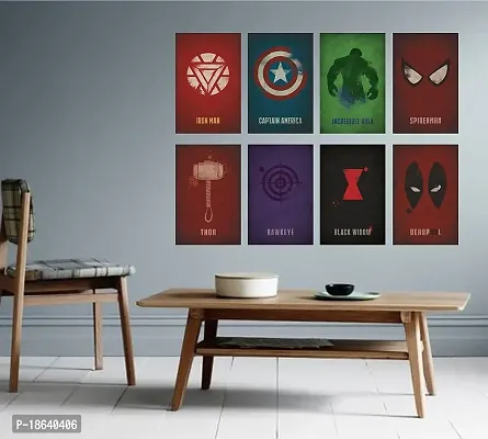 AD INFINITUM Wall Decor 300gsm Matte Paper Posters (Marvel Logo_3, 9x13 Inch), Set of 8 (Multicolor)-thumb2