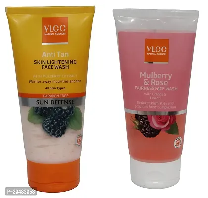 Vlcc Combo Kit of Anti-Tan Face Wash (150 ml)  Mulberry  Rose Face Wash (150 ml) ( Pack of 2)-thumb2