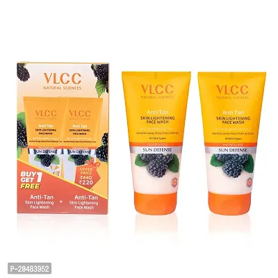 VLCC Anti Tan Skin Lightening Face Wash -150ml X 2. Buy One Get One - With Mulberry  Orange Peel Extract.-thumb3