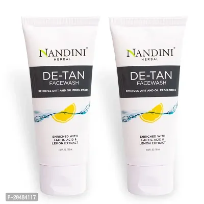 Nandini De-Tan Oil Clear Face wash Enriched with Lactic Acid  Lemon Extract, 60ml. | 2.02 fl. oz. (Pack of 2)-thumb0