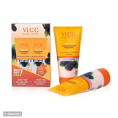 VLCC Anti Tan Skin Lightening Face Wash -150ml X 2. Buy One Get One - With Mulberry  Orange Peel Extract.-thumb2