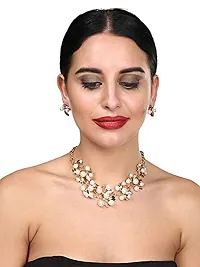 Femnmas Jewellery Sets for Women Gold Plated Pearl Studded Necklace Jewellery Set with Earrings for Girls/Women-thumb4