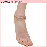 Femnmas Diva Antique Gold Tassel Anklet for Girls  Women (Pair)-thumb1
